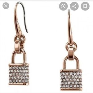 Michael Kors Rose Gold Pave Padlock Drop Earrings - image 1